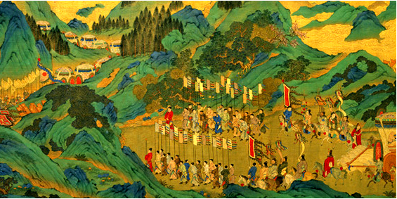汉武帝造建章宫,上林苑.周围数百里有几十座宫殿"皆容千乘万骑.