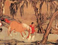 元·赵孟頫《浴马图》