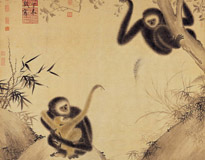 明·朱瞻基《明宣宗朱瞻基戏猿图》